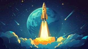 火箭升空驶向浩瀚宇宙