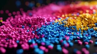 五彩塑料颗粒的绚丽集合