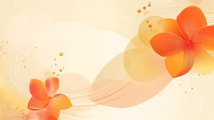 橙黄花朵梦幻背景图