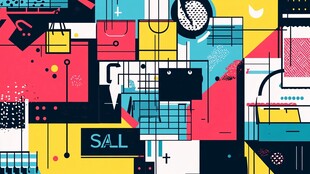 缤纷购物促销抽象插画