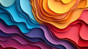 多彩立体波浪形纸艺图案