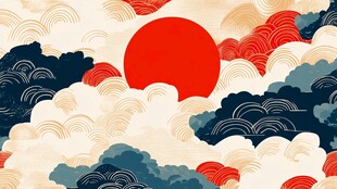 日式云海红日传统图案