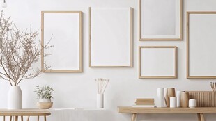简约室内空白相框装饰场景