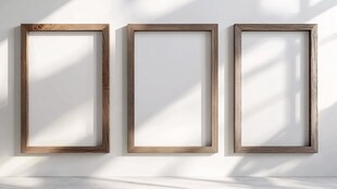 三个木质画框靠墙而立