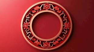 中式红金雕花圆环装饰