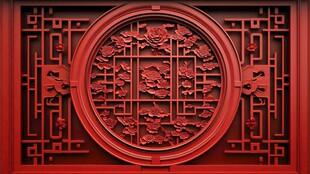 中式雕花红窗棂