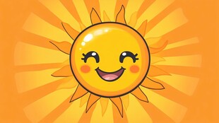 可爱笑脸太阳插画图案