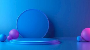 蓝色渐变产品展示立体场景