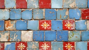 复古花色瓷砖墙面纹理