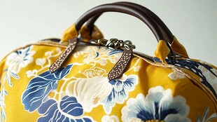 复古花卉图案手提包