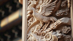 中式凤凰木雕精美细节