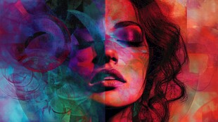 梦幻色彩的女性抽象艺术像