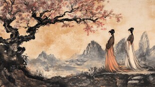 古风佳人于繁花山水间