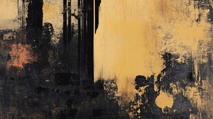 抽象黑金艺术绘画作品