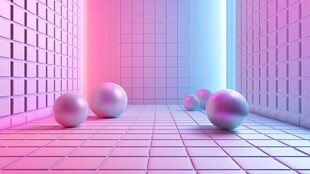 梦幻炫彩空间中的金属球体