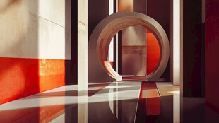 几何空间中的环形建筑景观