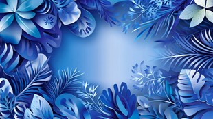蓝色梦幻花卉植物背景图