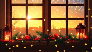 冬日窗景 温馨的节日氛围