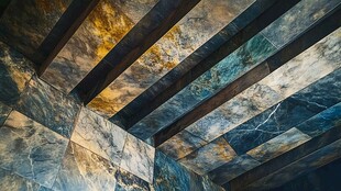 多彩大理石天花板特写