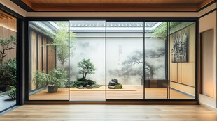 中式禅意庭院室内观景视角