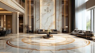 豪华大理石装饰的酒店大堂