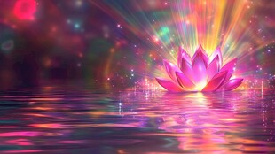 梦幻绽放的水中粉色莲花