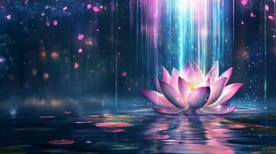 梦幻绽放的水中粉莲花