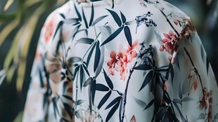 花卉竹叶印花时尚上衣