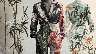 中式花卉印花时尚连体衣