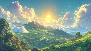 壮丽山景下的绚烂日出