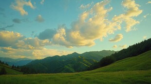山间绿野 云端绚丽光影