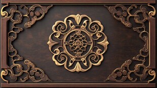 中式雕花木板装饰图案