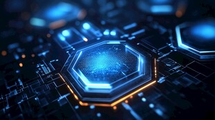 科技感六边形发光芯片元素