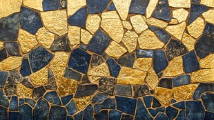 蓝金碎瓷拼贴纹理