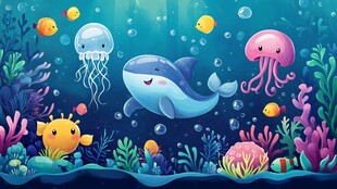 海底欢乐的海洋生物世界