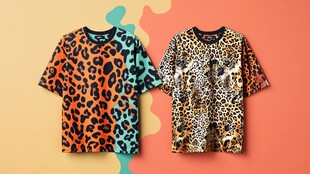 豹纹短袖T恤时尚展示