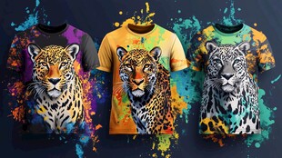 个性豹纹印花潮流T恤