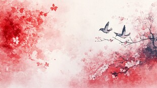 红梅飞鸟图 中式诗意意境