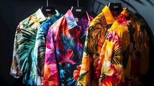 多彩热带风印花衬衫展示