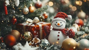 圣诞雪人装饰与节日氛围