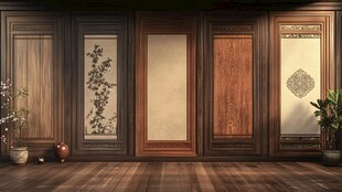 中式复古风木质墙面装饰