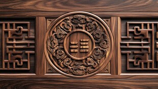 中式木雕福字装饰图案