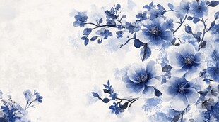 蓝白花卉背景图