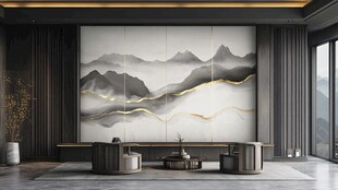 新中式山水风客厅装饰画