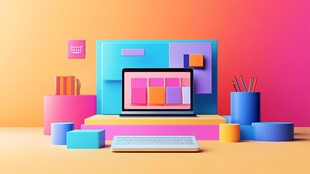 多彩办公场景的电脑展示