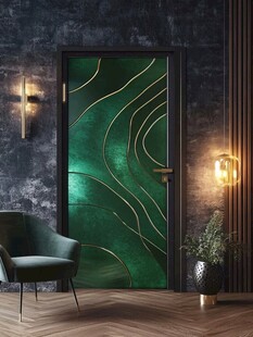 墨绿色艺术门 精致室内一角