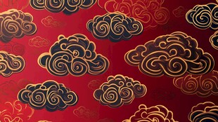 中式红底金云传统图案
