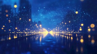 梦幻都市夜景灯光倒影