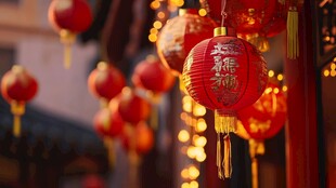 红灯笼高挂 洋溢节日氛围