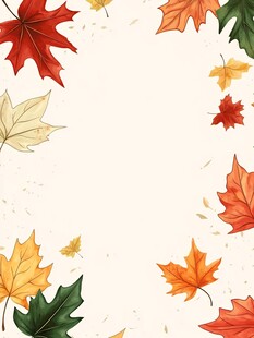 秋日枫叶边框装饰图